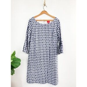 Melrose Women’s Blue Gingham Sheath Dress Sz 12